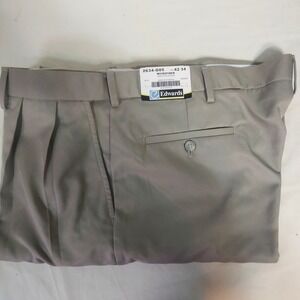 Edwards Mens Microfiber Dress Pants‎ Beige Pleated Front 42x34 New